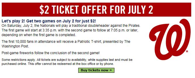 Nationals tickets coupon code